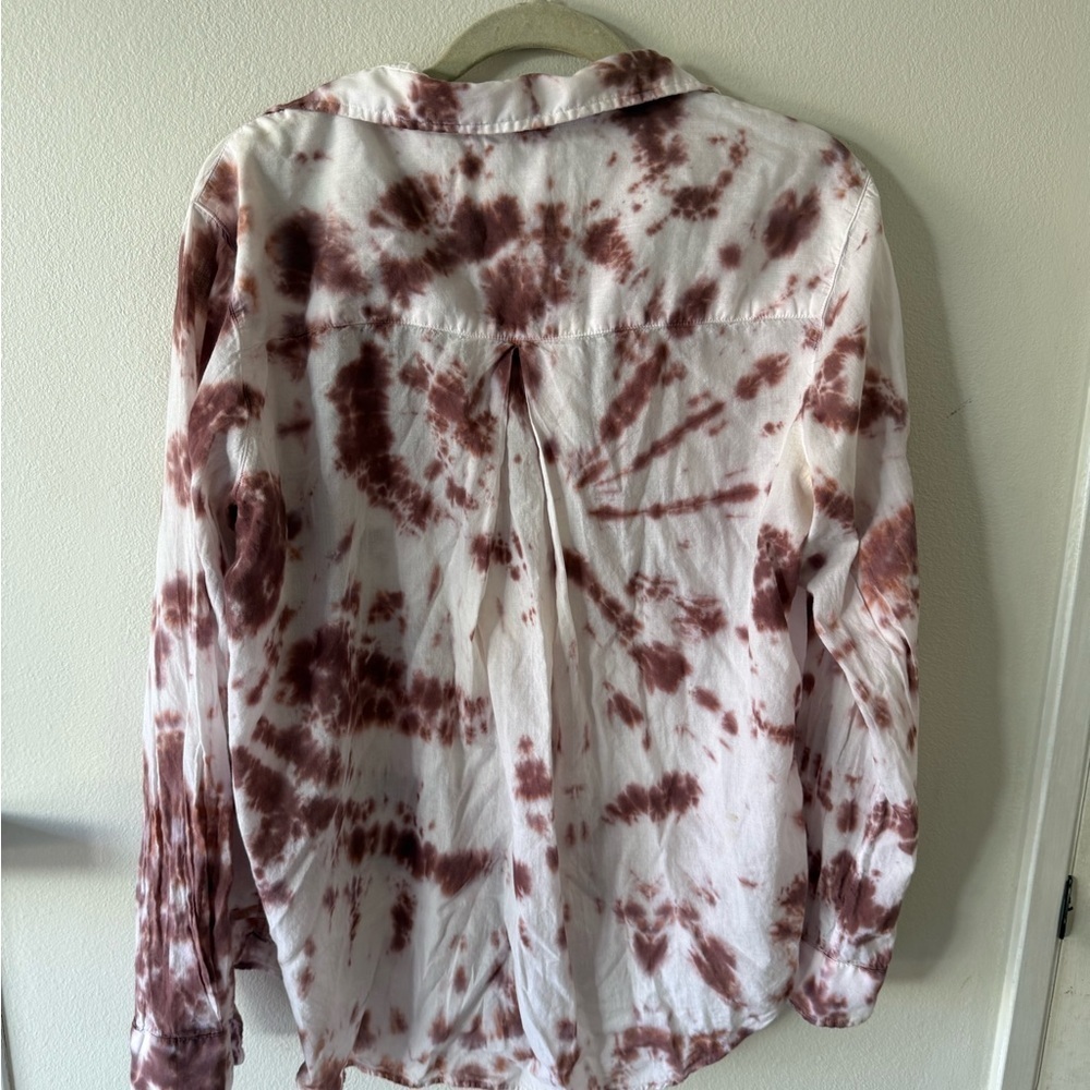 Bohemian Tie-Dye Blouse in Burgundy and White - Picture 6 of 6